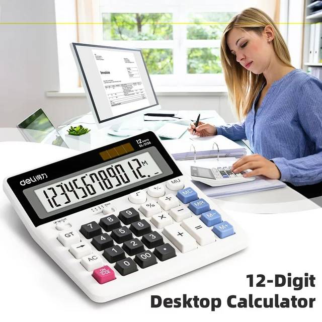 เครื่องคิดเลข Deli DL-2136 ขนาดใหญ่ 12 หลัก