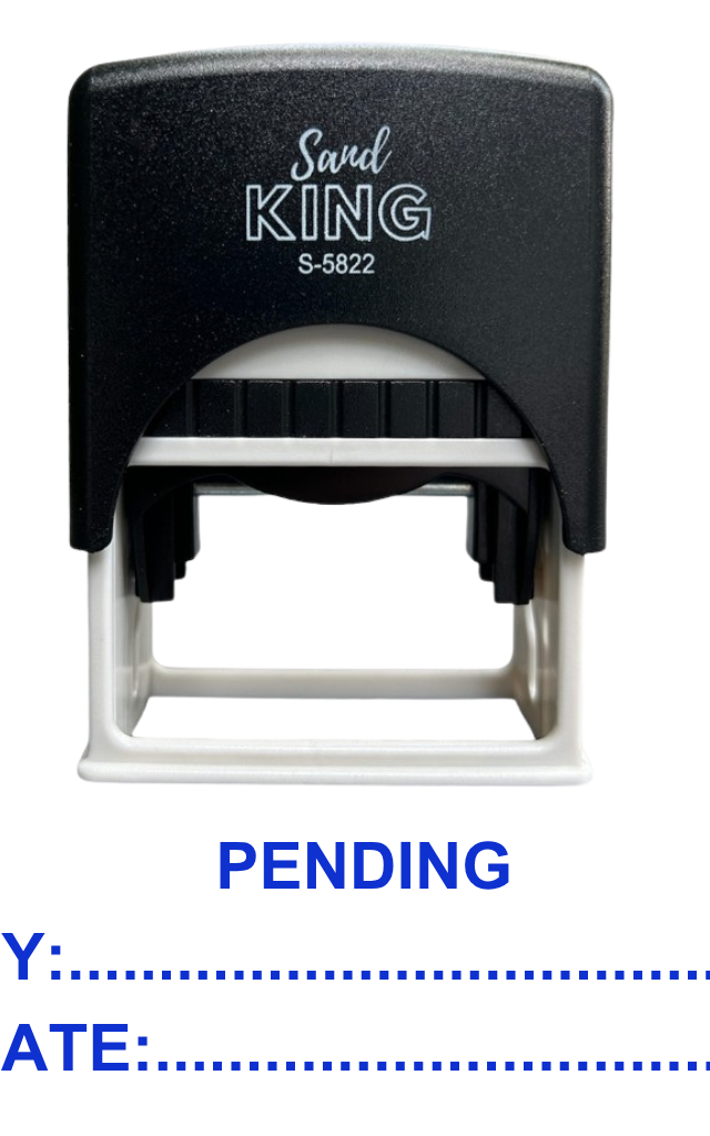 ตรายางหมึกในตัว PENDING + BY: + DATE: พร้อมส่ง