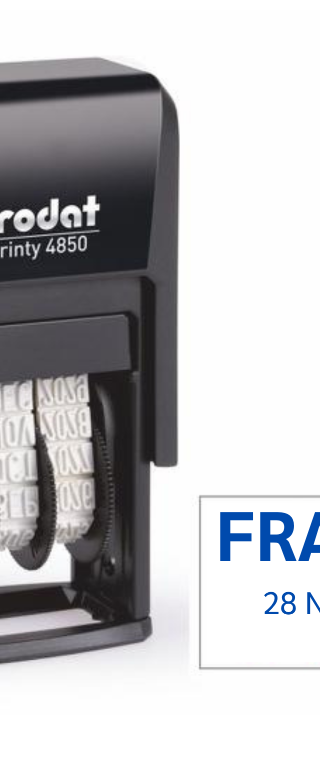 ตรายางวันที่ Trodat Printy 4850 พร้อมข้อความ FRAGILE