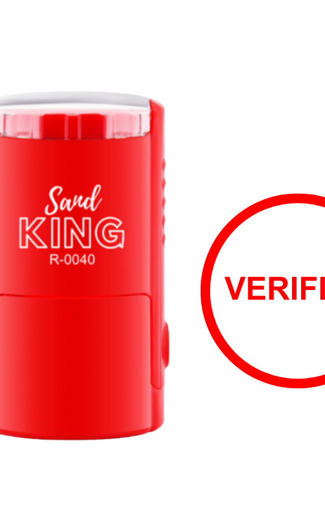 ตรายางหมึกในตัว ตราปั๊มคำว่า VERIFIED วงกลม แดง