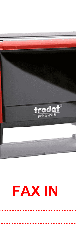 ตรายางหมึกในตัว Trodat Printy 4915 "FAX IN - BY: - DATE:"