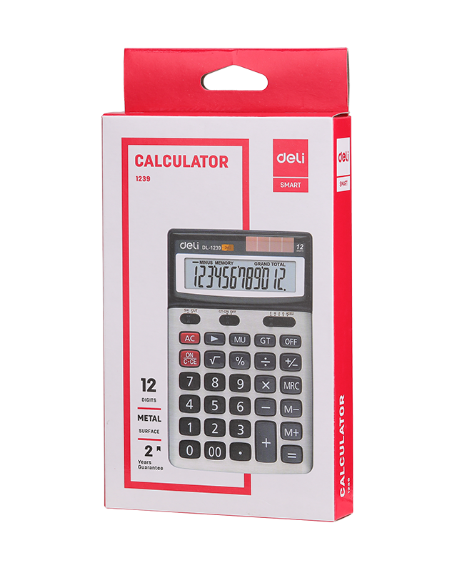 เครื่องคิดเลข Deli DL-1239 จอใหญ่ 12 หลัก ทนทาน
