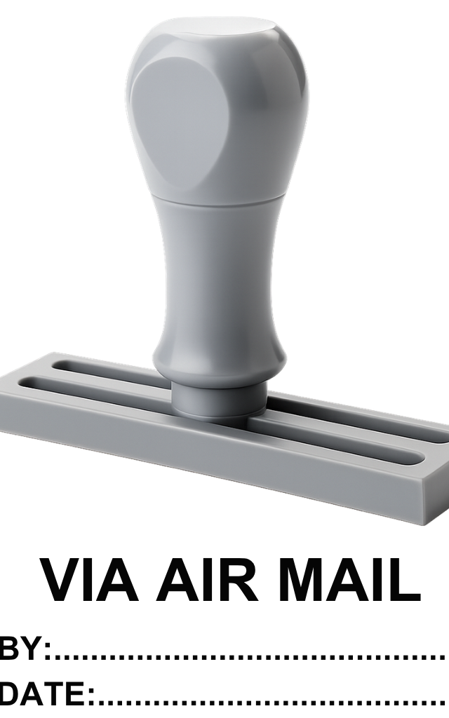 ตรายางข้อความ Via Air Mail (By: ... Date: ...)