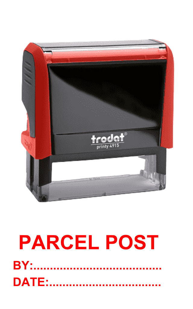 ตรายางหมึกในตัว PARCEL POST พร้อมช่องกรอก BY: DATE: