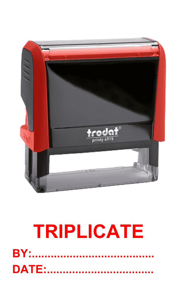 ตรายางหมึกในตัว Trodat Printy 4915 คำว่า TRIPLICTAE พร้อมช่อง