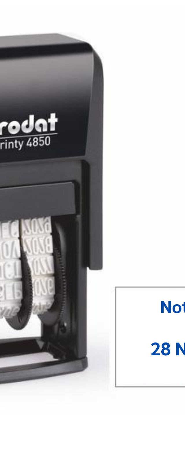 ตรายางวันที่ Trodat Printy 4850 ข้อความ 'Notified on' หมึกในตัว