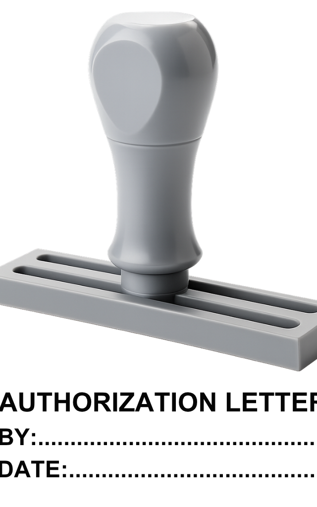 ตรายางข้อความสำเร็จรูป 'AUTHORIZATION LETTER BY: DATE:'