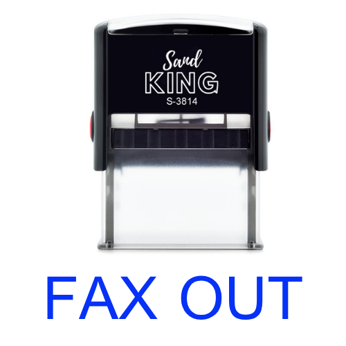 ตรายางหมึกในตัวคำว่า "FAX OUT" แฟกซ์ออก พร้อมใช้