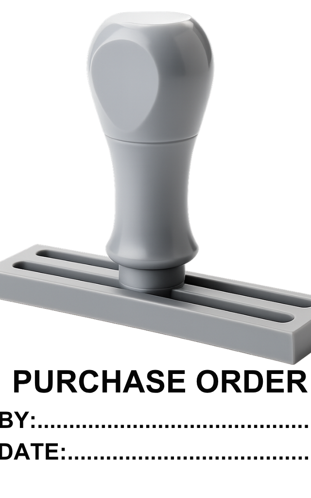 ตรายางสำเร็จรูป 'PURCHASE ORDER BY: DATE:'