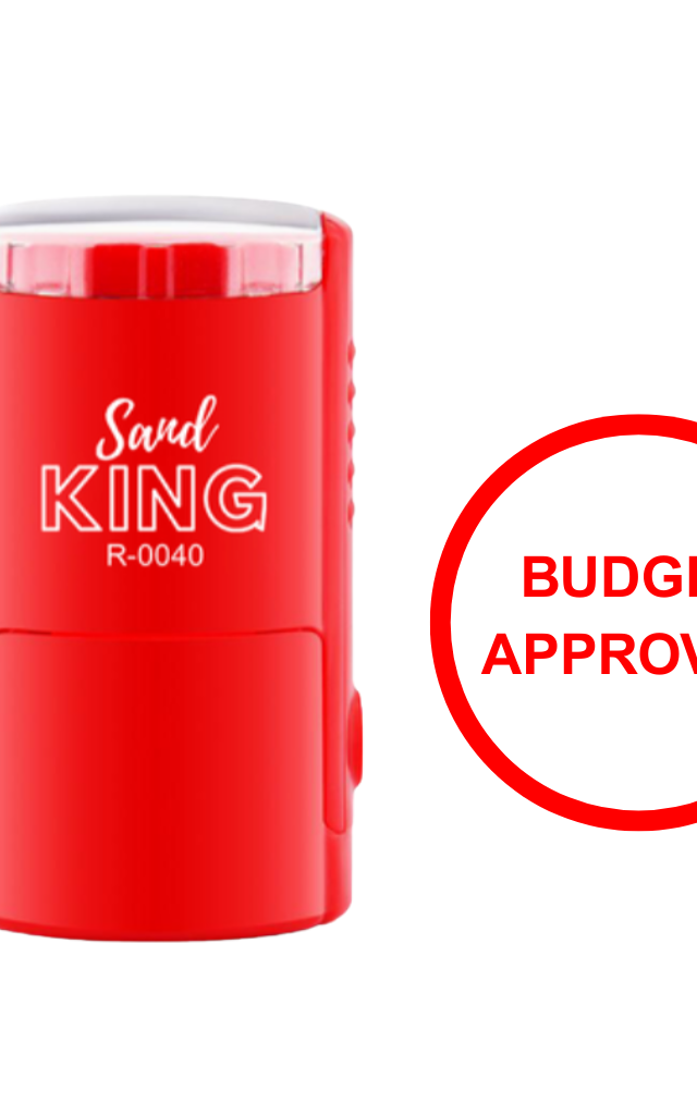 ตรายางหมึกในตัว BUDGET APPROVED ตรวจสอบงบประมาณสำเร็จ