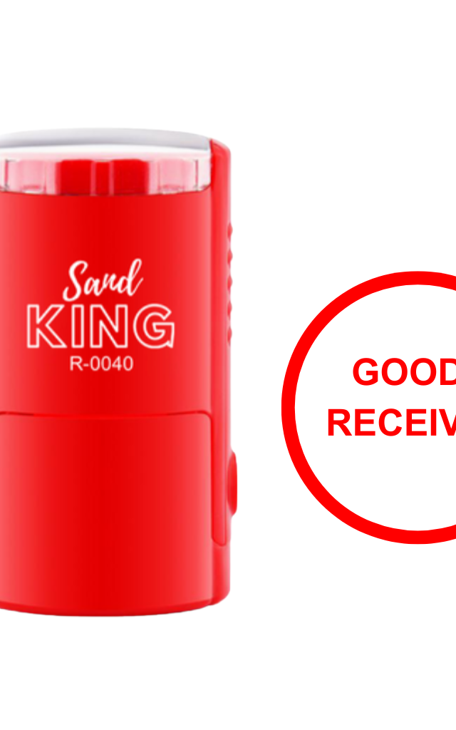 ตรายางหมึกในตัว ตรายางสำเร็จรูป 'GOODS RECEIVED' สีแดง