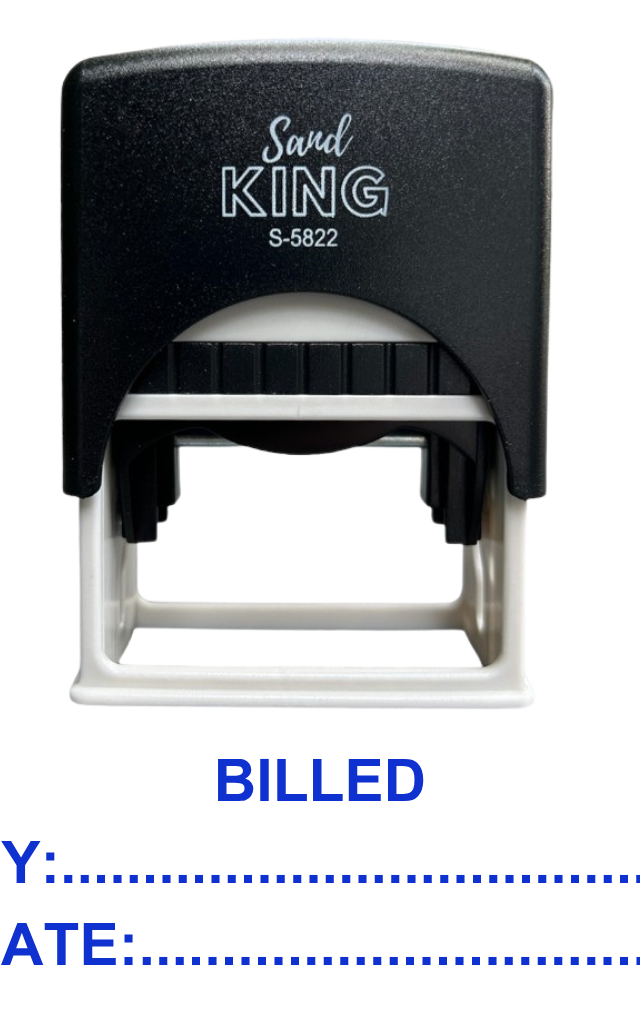 ตรายางหมึกในตัวสำเร็จรูป 'BILLED BY: DATE:' Sand King S-5822
