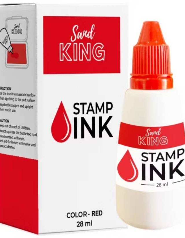 ตรายางหมึกเติม Sand King สีแดง 28ml สำหรับแท่นตรายางทั่วไป