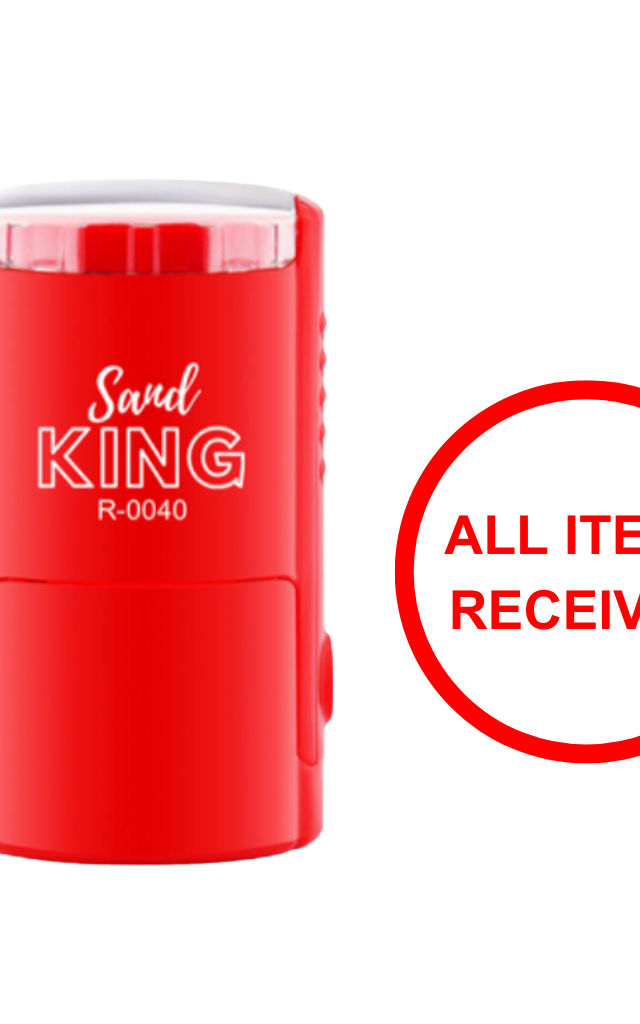 ตรายางหมึกในตัว Sand King ข้อความสำเร็จรูป 'ALL ITEMS RECEIVED'