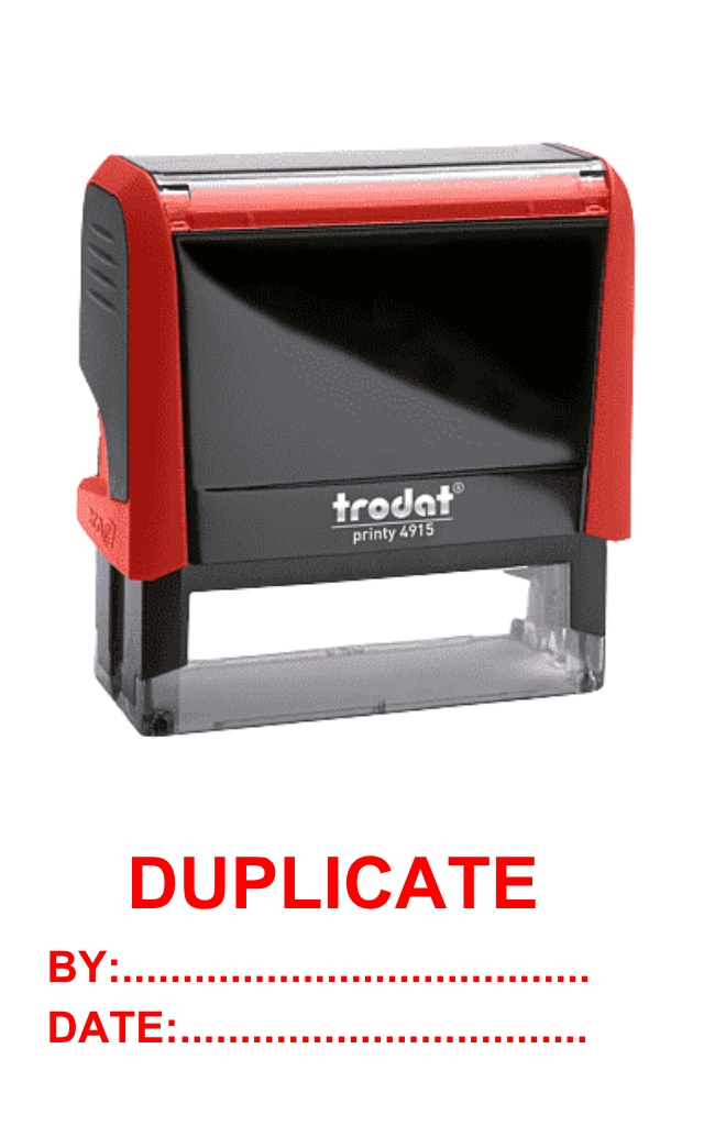 ตรายางหมึกในตัว Trodat Printy 4915 ข้อความ Duplicate มีช่องเซ็นและลงวันที่