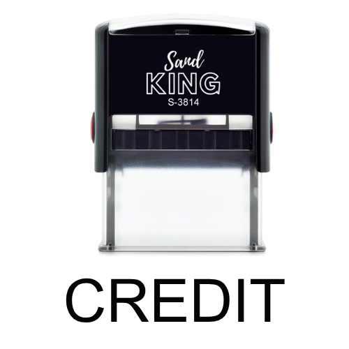 ตรายางหมึกในตัวคำว่า 'CREDIT' สำหรับเอกสารบัญชี
