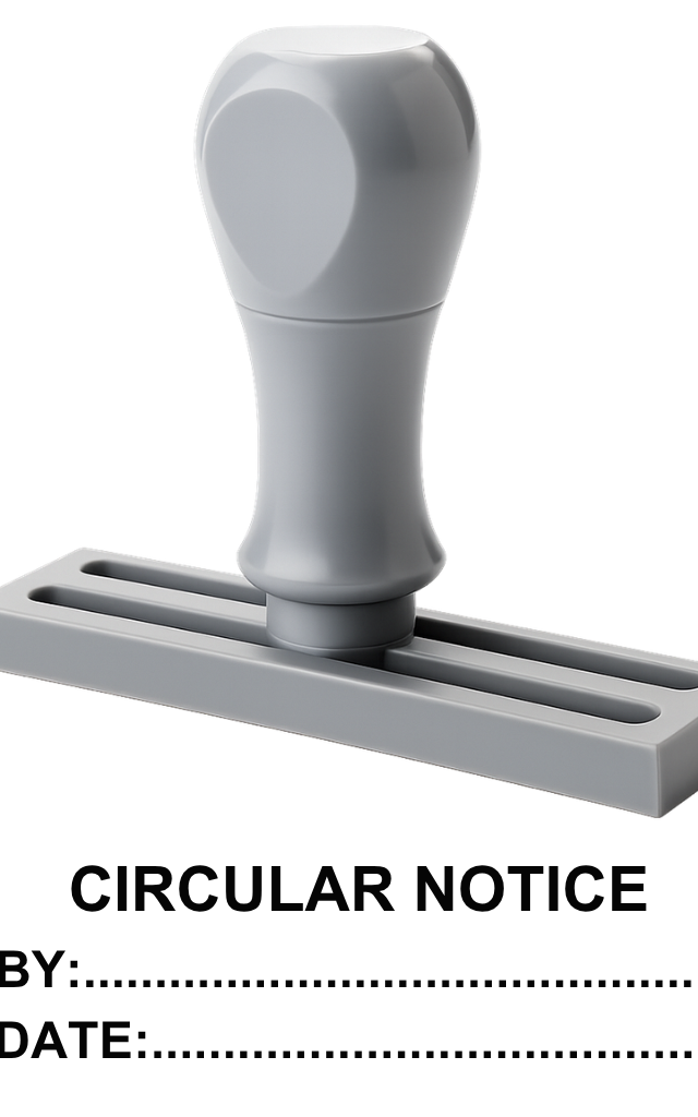 ตรายางข้อความสำเร็จรูป Circular Notice พิมพ์ชื่อ-วันที่
