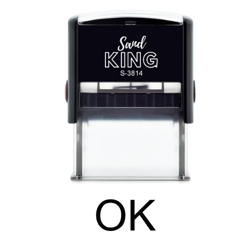 ตรายางหมึกในตัว ตราปั๊มคำว่า OK พร้อมด้ามสีดำ