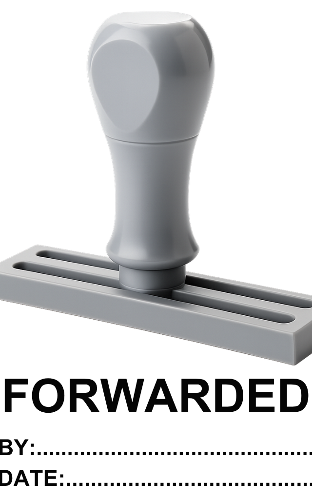 ตรายางข้อความสำเร็จรูป 'FORWARDED BY: DATE:' ตรายางไม้ ใช้ดี ราคาดี