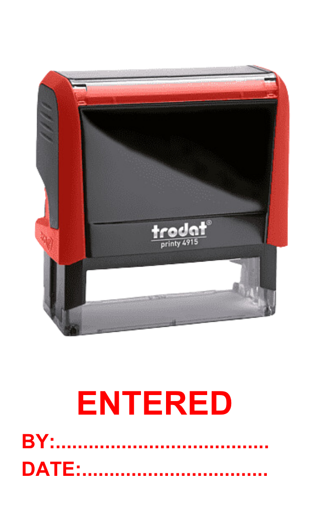 ตรายางหมึกในตัว Trodat Printy 4915 ข้อความ 'ENTERED BY: DATE:'