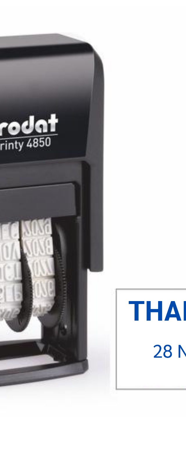 ตรายางวันที่ Trodat Printy 4850 พร้อมข้อความ 'THANK YOU'