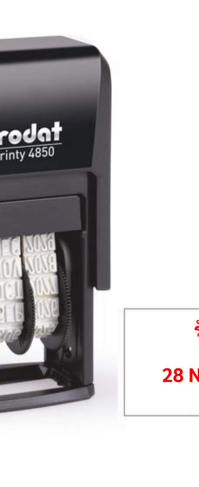 ตรายางวันที่ Trodat Printy 4850 พร้อมข้อความ 'รับเมื่อ'