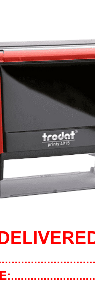 ตรายางหมึกในตัว Trodat 4915 คำว่า DELIVERED พร้อม By: & Date: