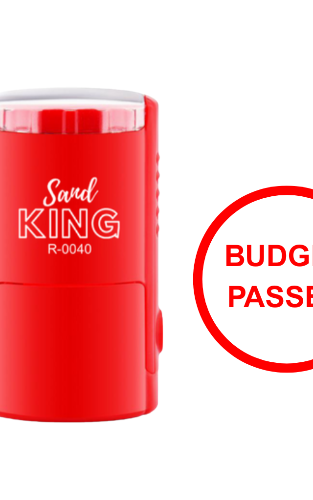 ตรายางหมึกในตัว ตรา Sand King (R-0040) คำว่า Budget Passed