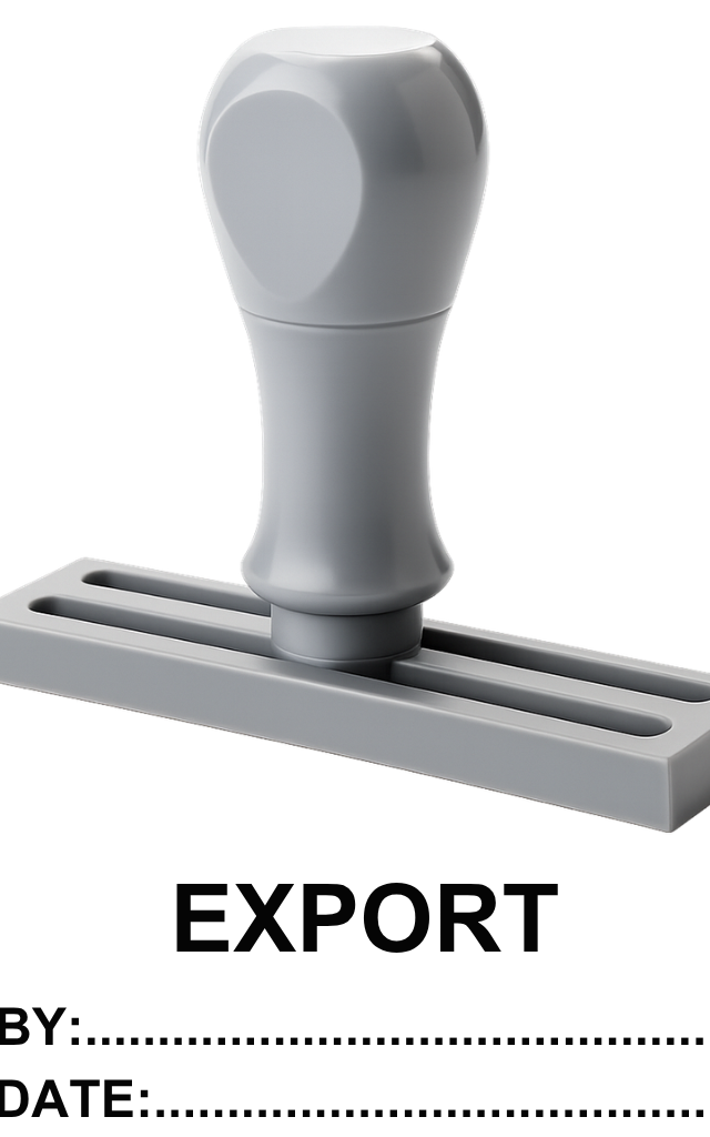 ตรายางข้อความสำเร็จรูป 'EXPORT BY: DATE:' ตรายางไม้คุณภาพดี