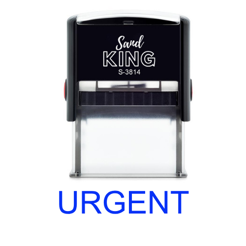 ตรายางหมึกในตัวคำว่า URGENT (ด่วน) สีน้ำเงิน