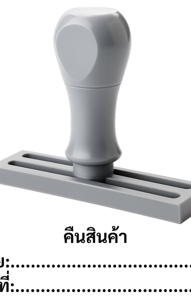 ตรายางข้อความสำเร็จรูป 'คืนสินค้า' พร้อมช่องว่างสำหรับเติม