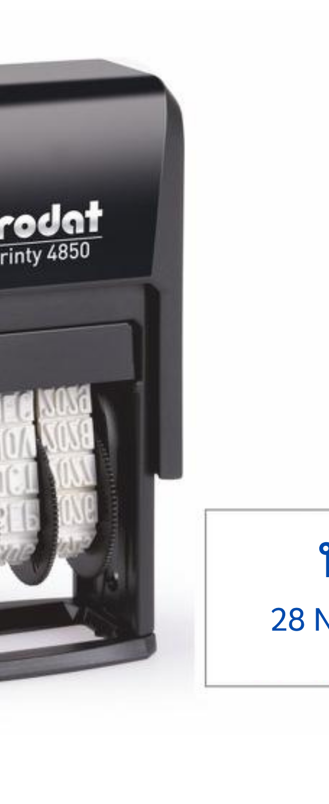 ตรายางวันที่ Trodat Printy 4850 พร้อมข้อความ 'หาย' ปรับวันได้