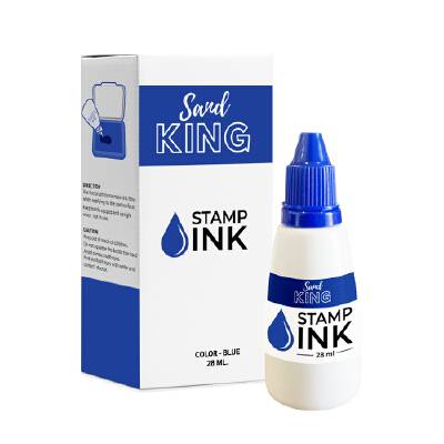 ตรายางหมึกเติม ตรายางหมึกในตัว สีน้ำเงินเข้ม Saral KING 28ml