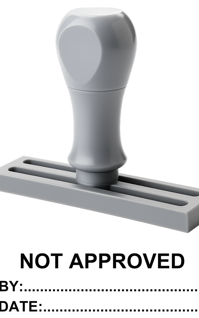 ตรายางข้อความสำเร็จรูป NOT APPROVED ขนาด 5.5 x 1.2 ซม.